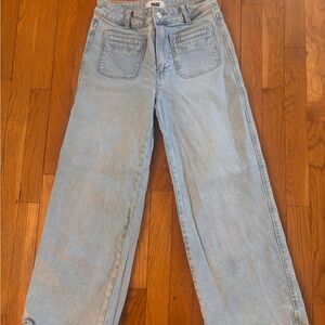 PAIGE Light Wash Wide-Leg Jeans